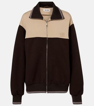 Miu Miu Colorblocked Zip-Up Sweatshirt - Black