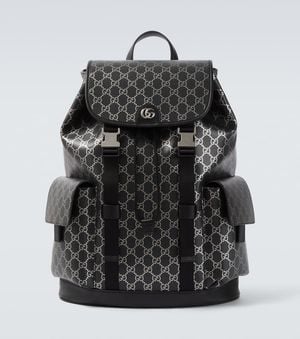 Gucci Gg Leather-Trimmed Backpack - Black