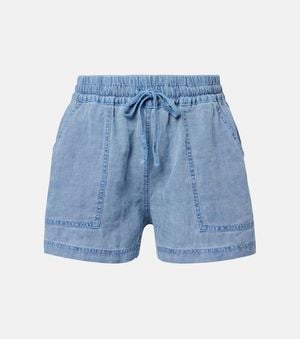 Velvet Sutton Linen Shorts - Blue