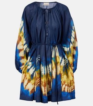 ALÉMAIS Martine Printed Ramie Minidress - Blue