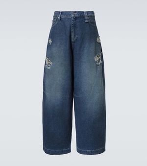 Simone Rocha Distressed Wide-Leg Jeans - Blue