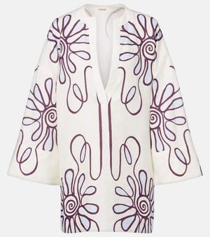 Cala De La Cruz Tunique Siena Imprimee En Lin - Blanc