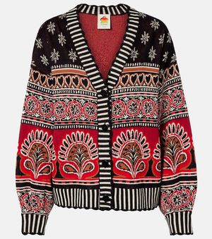 FARM Rio Cardigan Coconut Grove Aus Baumwoll-Jacquard - Rot