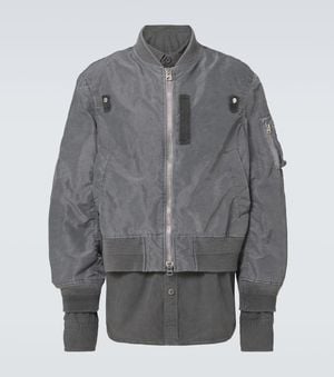 Sacai Ripstop-Trimmed Twill Bomber Jacket - Grey
