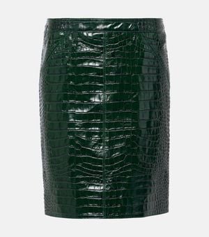 Tom Ford Croc-Effect Leather Miniskirt - Green