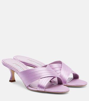 Manolo Blahnik Pantoletten Viera 50 Aus Satin - Pink