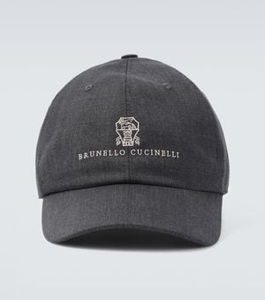 Brunello Cucinelli Logo Virgin Wool Baseball Cap - Gray