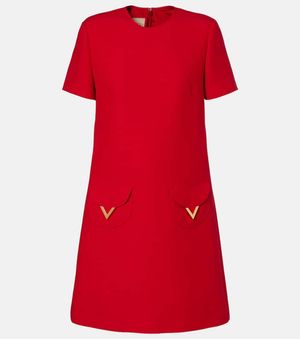 Valentino Crepe Couture Vgold Minidress - Red