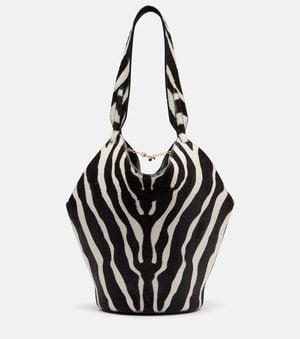 KHAITE Tote Bag Lotus Mini Aus Kalbshaar Und Veloursleder - Schwarz