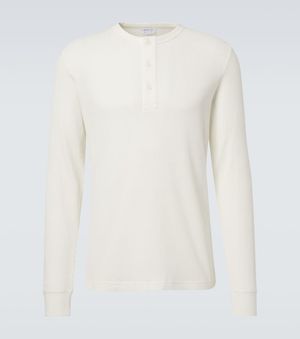 Sunspel Cotton Henley Shirt - White