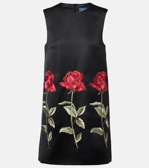 LEO LIN Yvonne Floral Embroidered Minidress - Black