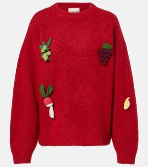 ALÉMAIS Fruitto Alpaca, Mohair, And Wool-Blend Sweater - Red