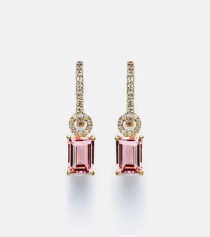 STONE AND STRAND Pendientes De Aro De Oro De 14 Ct Con Turmalina Y Diamantes - Blanco