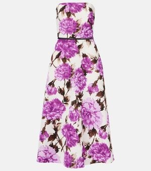 Max Mara Floral Cotton-Blend Faille Midi Dress - Purple
