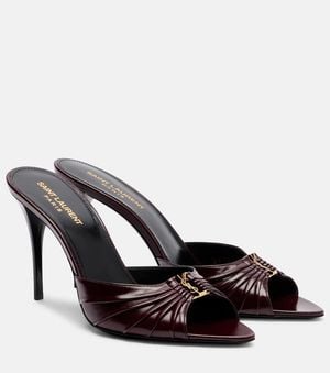 Saint Laurent Babylone Cassandre 90 Leather Mules - Black