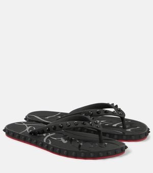 Christian Louboutin Loubi Flip Zehensandalen Aus Gummi Mit Stachelnieten - Schwarz