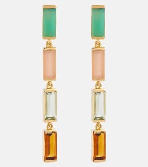 Aliita Pendientes Deco Maxi En Oro De 9 Ct Con Piedras - Amarillo