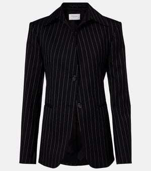 Sportmax Blazer Rive De Gabardina En Mezcla De Lana A Rayas - Negro