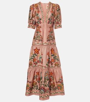 FARM Rio Floral Tiered Cotton Maxi Dress - Pink