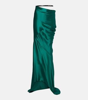 Tom Ford Belted Silk Satin Maxi Skirt - Green