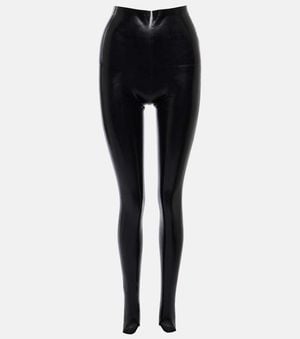 Alaïa Latex Leggings - Black