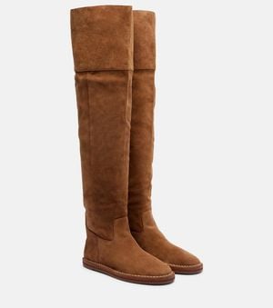 FARM Rio Overknee-Stiefel Aus Veloursleder - Braun