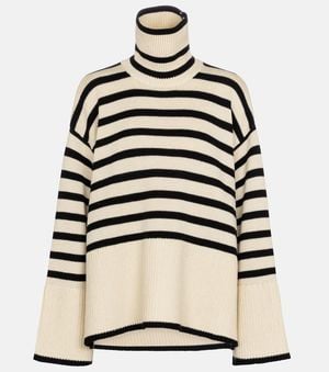 TOTEME Striped Roll-neck Wool-blend Sweater - Natural