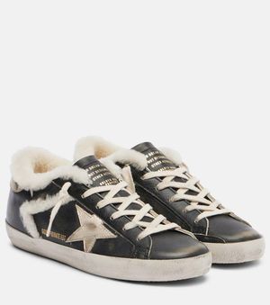 Golden Goose Sneakers Super-Star Aus Leder Mit Shearling - Schwarz