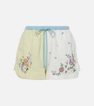 ALÉMAIS Shorts Willa De Lino Bordados - Blanco