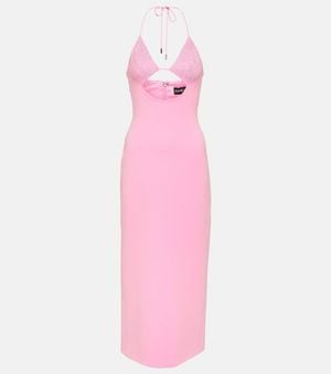David Koma Crystal-Embellished Cutout Midi Dress - Pink