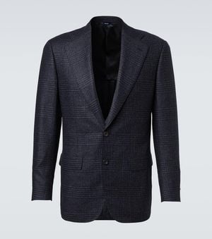 Thom Sweeney Checked Wool And Silk Blazer - Blue