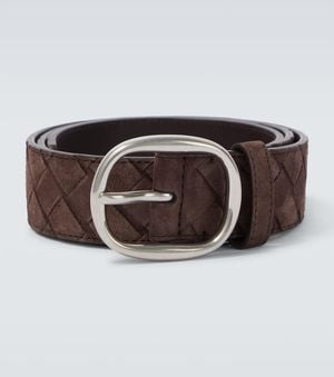 Bottega Veneta Intrecciato Leather Belt - Brown