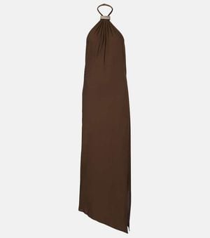 The Attico Halterneck Open-Back Midi Dress - Brown