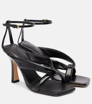 Bottega Veneta Riva Padded Glossed-Leather Sandals - Black