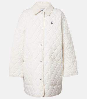 Polo Ralph Lauren Logo Quilted Corduroy-Trimmed Coat - White