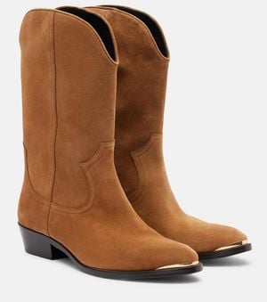 Isabel Marant Elbana 35 Suede Cowboy Boots - Brown