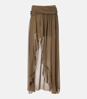 JACQUES WEI Asymmetric Draped Maxi Skirt - Natural