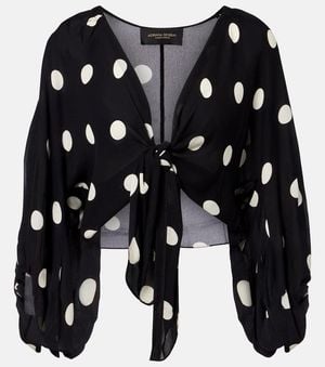 Adriana Degreas Polka-Dot Crop Top - Black