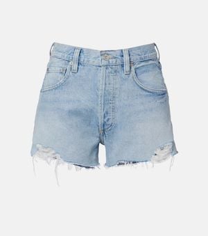 Citizens of Humanity Loro Frayed Denim Shorts - Blue