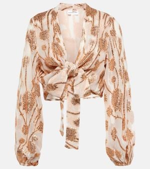 Alexandra Miro Verziertes Cropped-Top Tabitha - Braun