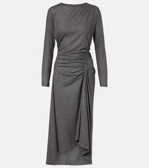 Veronica Beard Theodora Ruched Wool-Blend Midi Dress - Grey