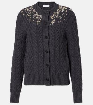 McQueen Verzierter Cardigan Aus Wolle Und Kaschmir - Schwarz