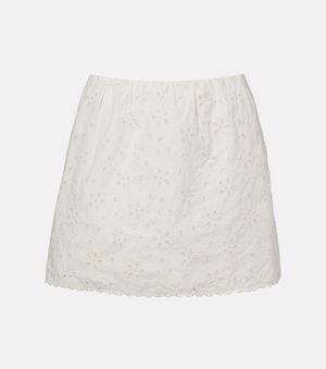 Posse Minifalda Salma De Algodon Bordada - Blanco