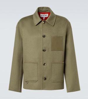Loewe Anagram Wool And Cashmere Jacket - Green