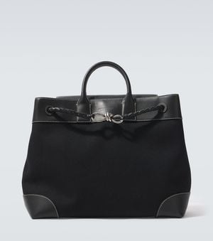 Bottega Veneta Andiamo Voyager Leather-Trimmed Tote Bag - Black