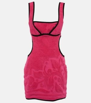 Marine Serre Jacquard Cutout Cotton Minidress - Red