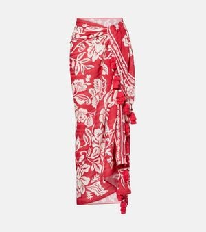FARM Rio Cashew And Birds Printed Cotton Beach Cover-Up - Red