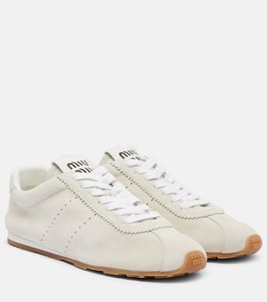 Miu Miu Plume Suede Sneakers - White