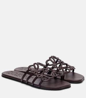 Loewe Pantoletten Petal Anagram Aus Leder - Braun