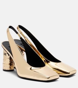 Givenchy Tape Mirrored Leather Slingback Pumps - Natural